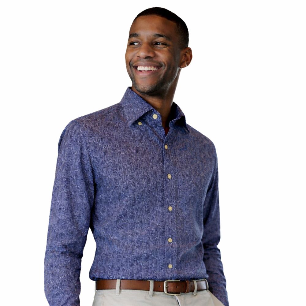Ledbury Geometric Blue Button-Up Shirt | EUC | Sz. 15.5, M